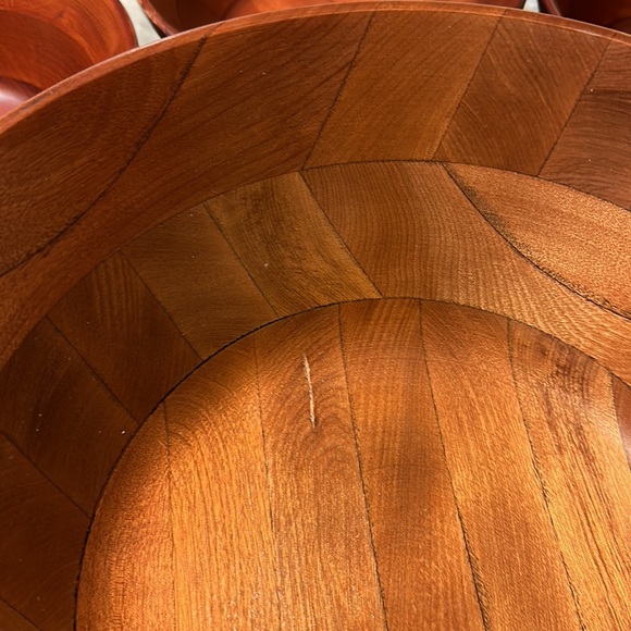 Wooden Salad Bowl Dinner Set—8 Serving Bowls & Large Fork & Spoon - Picture 7 of 10